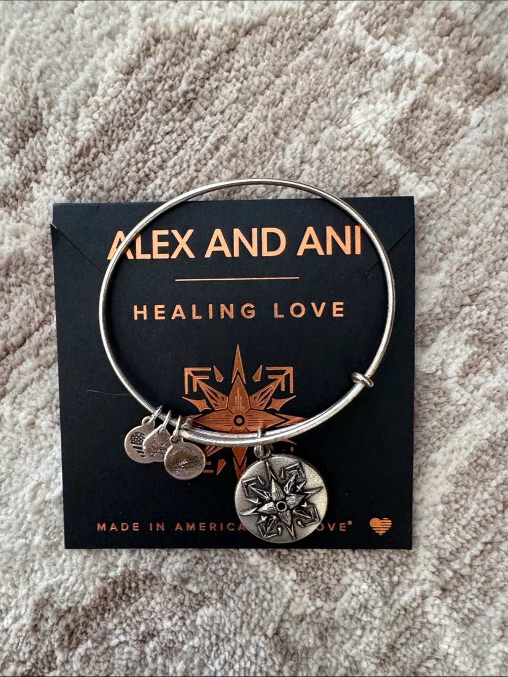 Alex and Ani Silver Healing Love Charm Bangle Bracelet